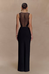 Angelique Beaded Crepe Maxi Dress - Black